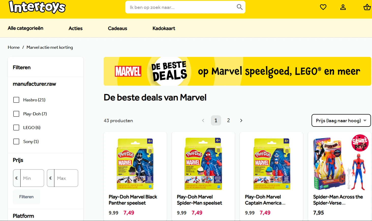 Marvel Intertoys korting tot -42%